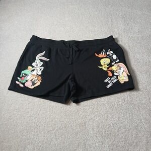 Looney Tunes Juniors' Pull-On Graphic Shorts XXXL (21) Black That's All Folks